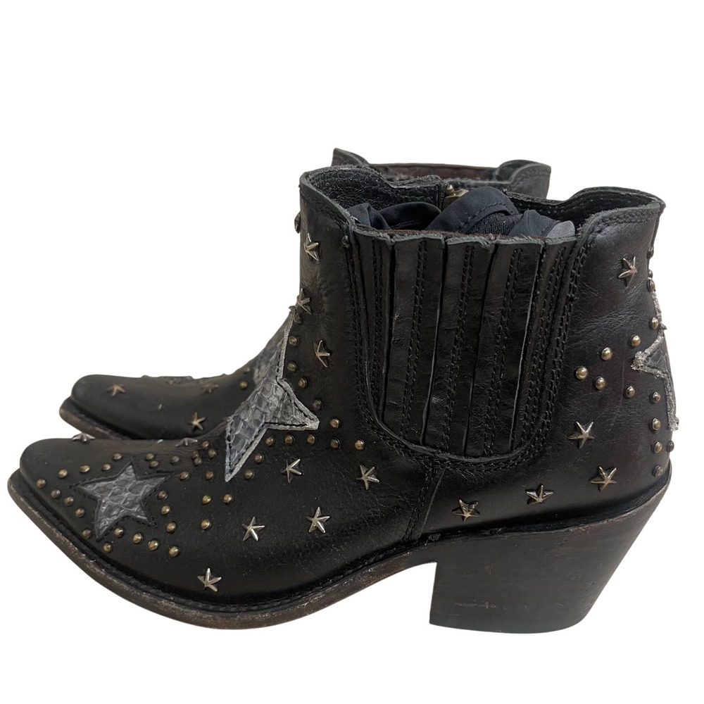 Liberty Black Womens Star is born Sz 7 Studded Leather Boots Black Pointed Toe